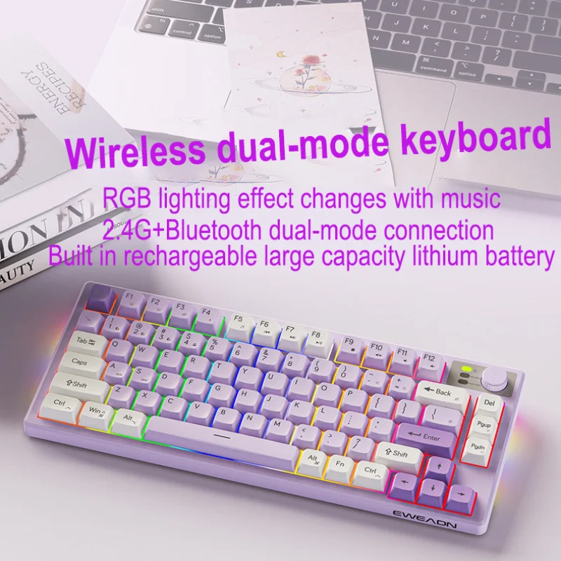 Colorful Breathing Light Bluetooth Wireless Keyboard 2.4G+BT Dual-Mode Rechargeable Mechanical Keyboard Macro Programming
Colorful Breathing Light Bluetooth Wireless Keyboard 2.4G+BT Dual-Mode Rechargeable Mechanical Keyboard Macro Programming