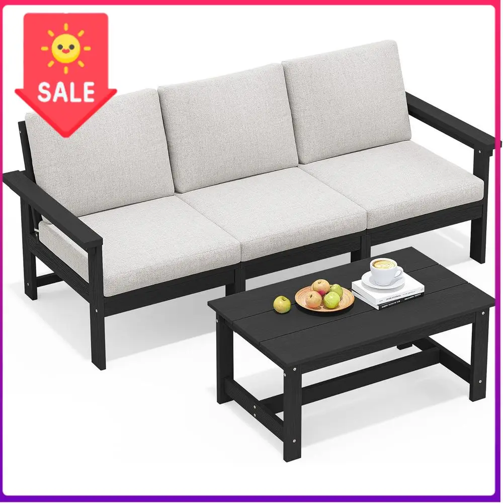 Bestseller4-Piece All-Weather Outdoor Sectional Sofa Set with Black Frame and Khaki Cushions
Bestseller4-Piece All-Weather Outdoor Sectional Sofa Set with Black Frame and Khaki Cushions