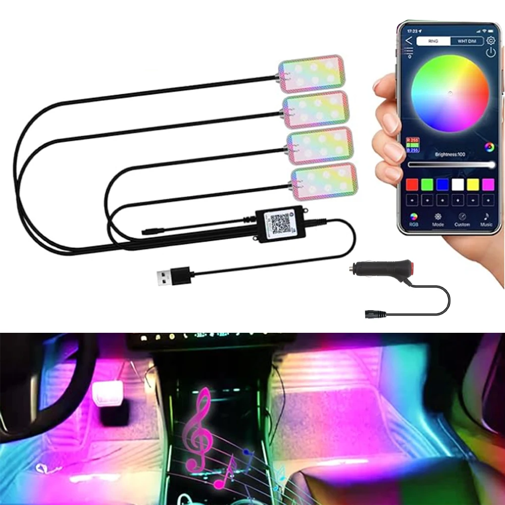 RGB LED Car Interior Ambient Foot Strip Light Kit Backlight 12V Cigarette lighterAuto Decorative Atmosphere Lamp Vehicle Accesso
RGB LED Car Interior Ambient Foot Strip Light Kit Backlight 12V Cigarette lighterAuto Decorative Atmosphere Lamp Vehicle Accesso