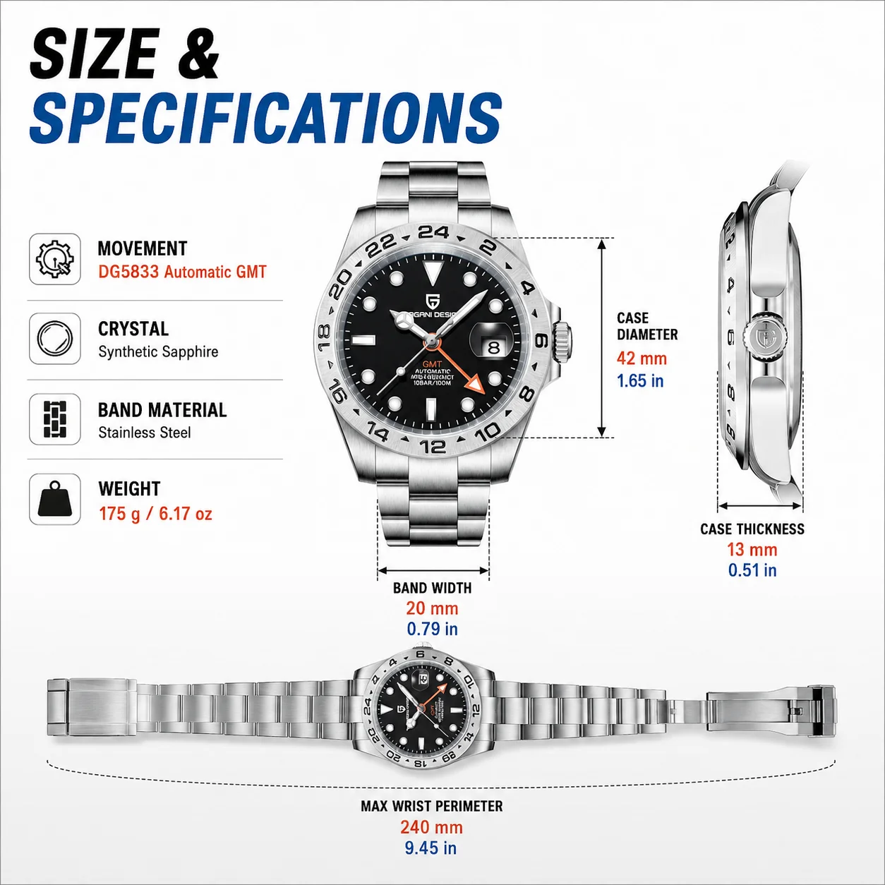 PAGANI DESIGN 42mm Men Automatic Mechanical Wristwatch Pearl DG5833A Sapphire Waterproof Stainless Steel Pilot Luxuy Watch
PAGANI DESIGN 42mm Men Automatic Mechanical Wristwatch Pearl DG5833A Sapphire Waterproof Stainless Steel Pilot Luxuy Watch