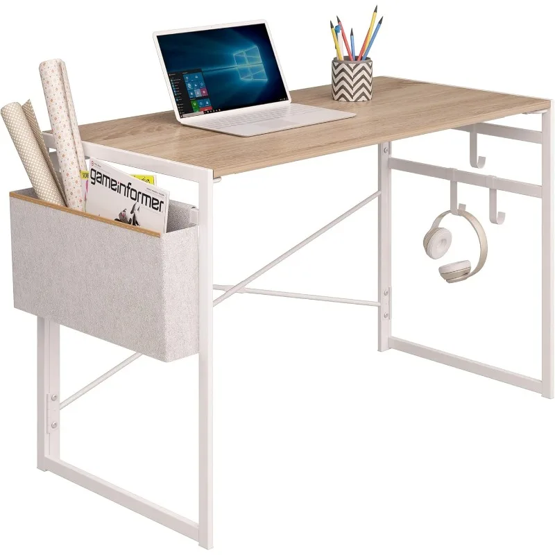 39.4" Small Folding Desk, White Computer Desk with Storage Bag and Hook, Home Office Study Writing Desk Laptop Table fo
39.4" Small Folding Desk, White Computer Desk with Storage Bag and Hook, Home Office Study Writing Desk Laptop Table fo