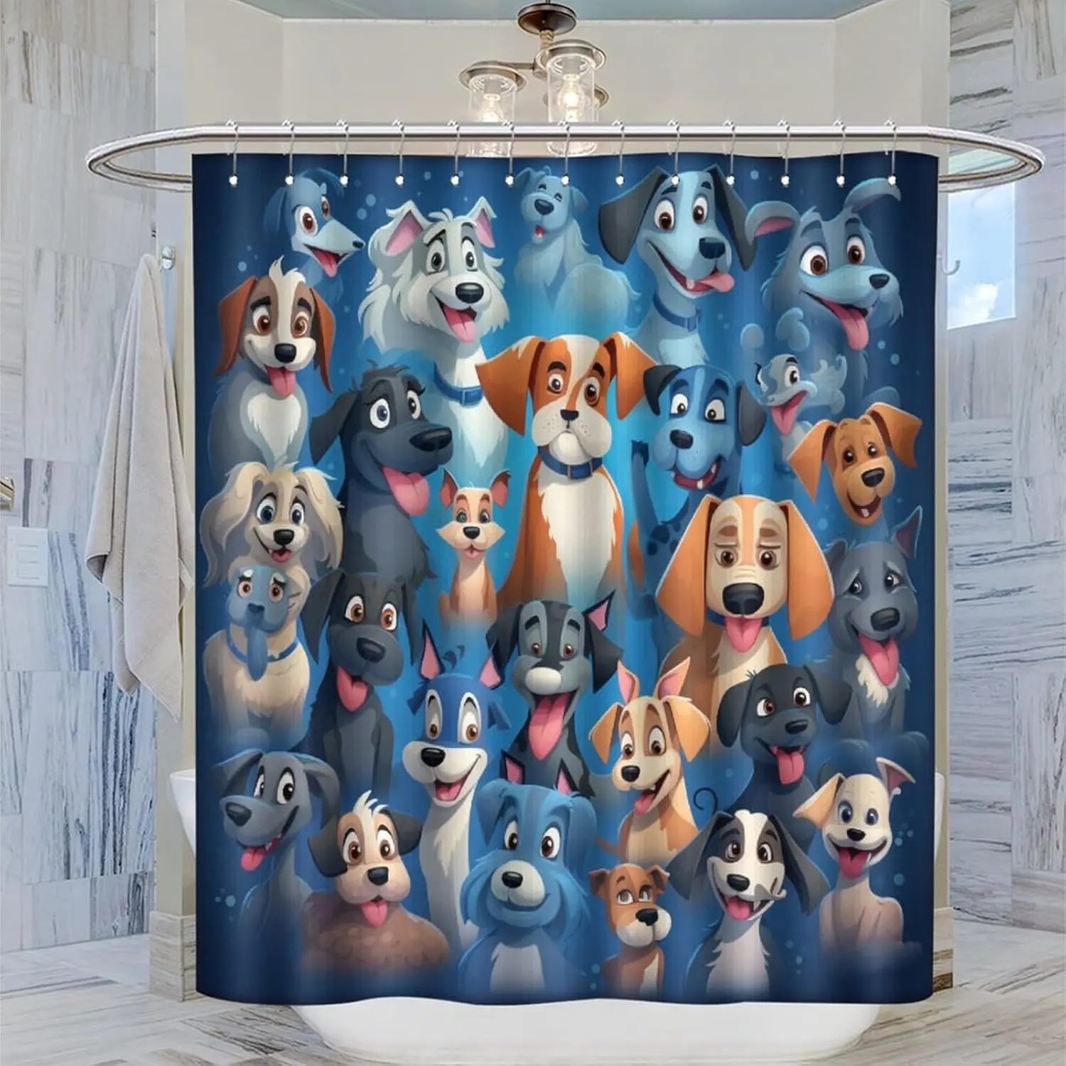 Детская занавеска для душа с милой собакой, синий фон, детская занавеска для душа с тематикой собаки, украшение для ванной комнаты для любителей домашних животных 
Детская занавеска для душа с милой собакой, синий фон, детская занавеска для душа с тематикой собаки, украшение для ванной комнаты для любителей домашних животных
