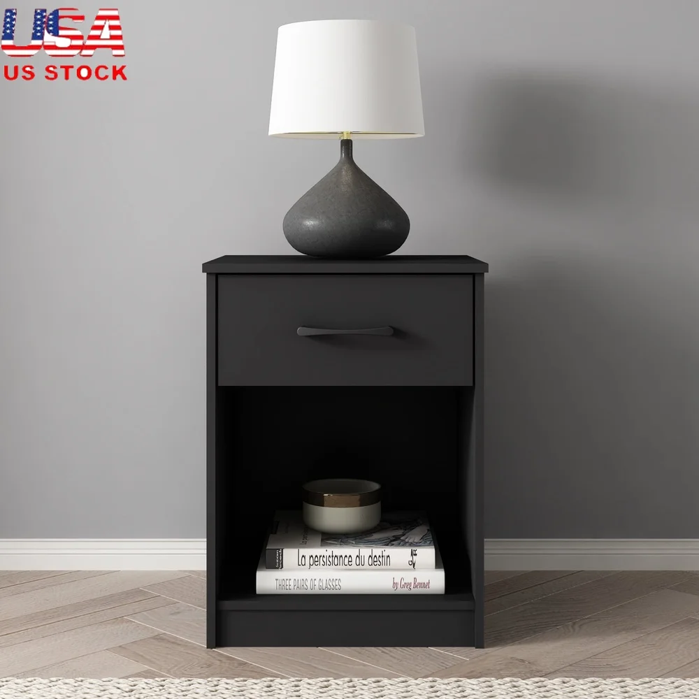 Sleek Nightstand with 1 Smooth Glide Drawer Easy Assembly Elegant Design Wood MDF Black Finish Casual Transitional Style
Sleek Nightstand with 1 Smooth Glide Drawer Easy Assembly Elegant Design Wood MDF Black Finish Casual Transitional Style