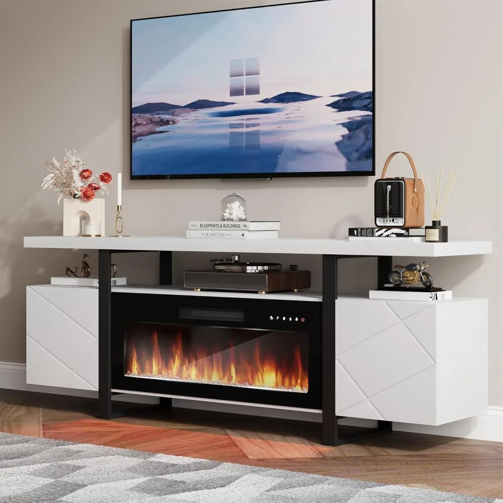 Fireplace TV Stand with 36" Electric Fireplace,Fits TVs up to 80", Fireplace Entertainment Center with Storage Cabinets/Adjustab 
Fireplace TV Stand with 36" Electric Fireplace,Fits TVs up to 80", Fireplace Entertainment Center with Storage Cabinets/Adjustab