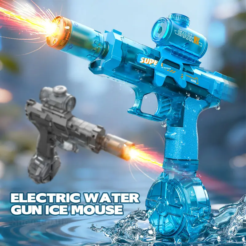 Ice Mouse Electric Water Gun Children Transparent Long Range Shooting Automatic Squirt Gun Summer Outdoor Beach Pool Kids Toys
Ice Mouse Electric Water Gun Children Transparent Long Range Shooting Automatic Squirt Gun Summer Outdoor Beach Pool Kids Toys