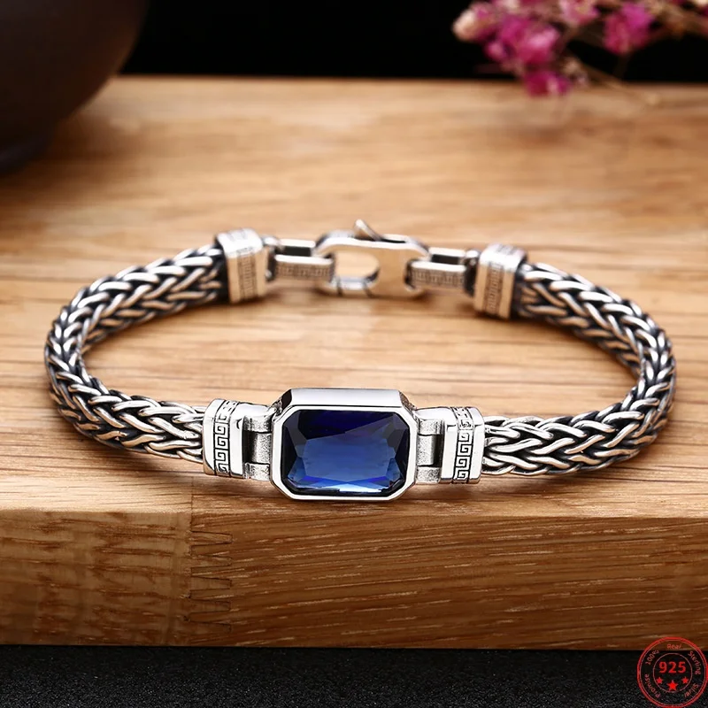 Genuine S925 Sterling Silver Bracelets for Women Men New Fashion Blue Zircon Woven 6.5mm Horsewhip-chain Jewelry Wholesale
Genuine S925 Sterling Silver Bracelets for Women Men New Fashion Blue Zircon Woven 6.5mm Horsewhip-chain Jewelry Wholesale