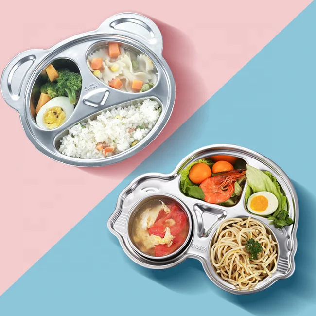 Children's cartoon dinner plate Fruit salad dinner plate with compartment Stainless steel dinner plate Kitchen tableware
Children's cartoon dinner plate Fruit salad dinner plate with compartment Stainless steel dinner plate Kitchen tableware
