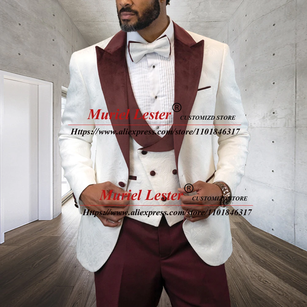 Latest White Jacquard Suits For Wedding Slim Fit Groom Men Blazer Sets 3 Pieces Jacket+Vest+Pants Business Office Male Clothing
Latest White Jacquard Suits For Wedding Slim Fit Groom Men Blazer Sets 3 Pieces Jacket+Vest+Pants Business Office Male Clothing