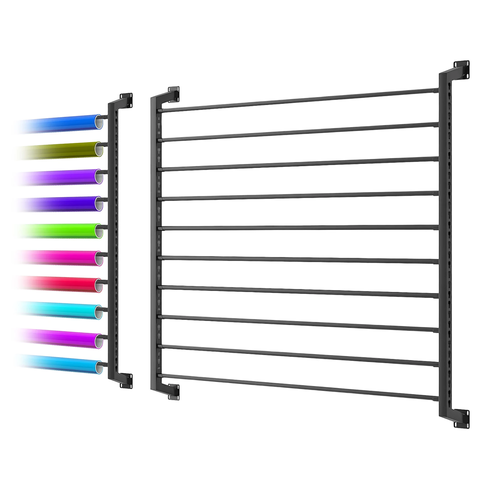 Wall Mounted Car Wrap Display Rack with Adjustable Hanging Rod 10-Rolls Heavy Duty with Mounting Hardware for Garage Workshop
Wall Mounted Car Wrap Display Rack with Adjustable Hanging Rod 10-Rolls Heavy Duty with Mounting Hardware for Garage Workshop