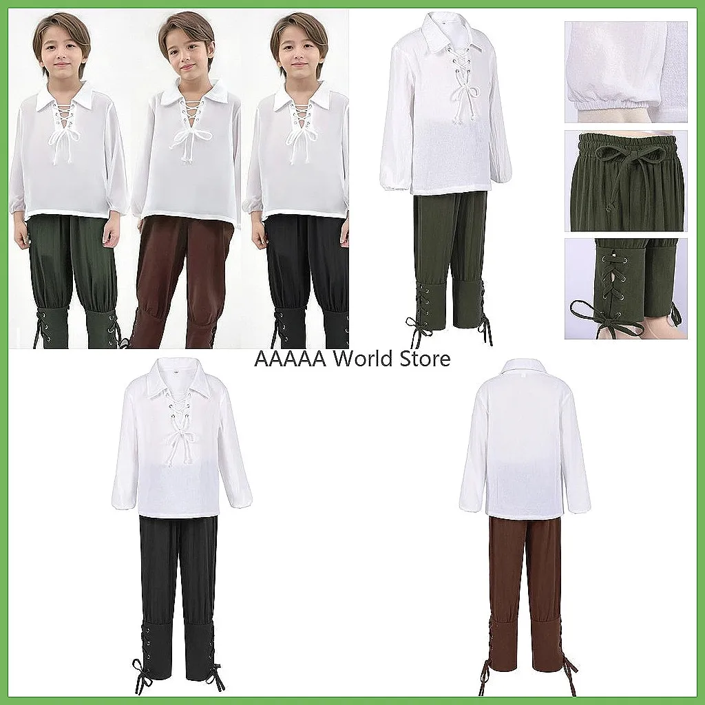 Boys Medieval Pirate Costume Set, Renaissance Shirt & Pants for Halloween & Faire
Boys Medieval Pirate Costume Set, Renaissance Shirt & Pants for Halloween & Faire