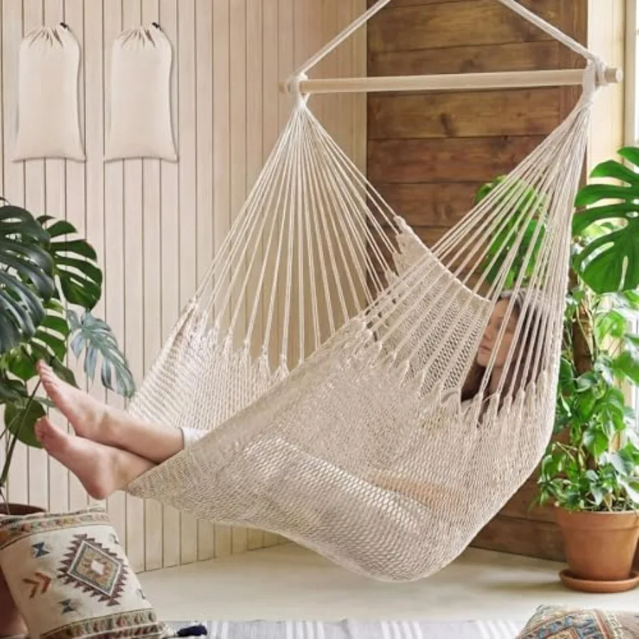 2 Pcs Hanging Hammock Chair Boho Swing Chair Outdoor Indoor Comfy Soft Cotton Rope Weaving with 40 Inch Detachable Metal Bars f
2 Pcs Hanging Hammock Chair Boho Swing Chair Outdoor Indoor Comfy Soft Cotton Rope Weaving with 40 Inch Detachable Metal Bars f