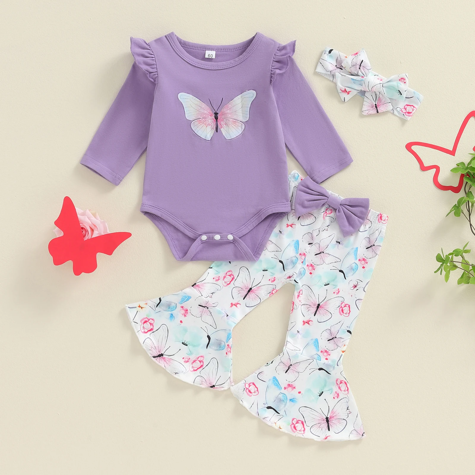 Infant Toddler Baby Girl Clothes Sets Spring Fall Outfit Butterfly Print Romper Flare Pants Headband
Infant Toddler Baby Girl Clothes Sets Spring Fall Outfit Butterfly Print Romper Flare Pants Headband