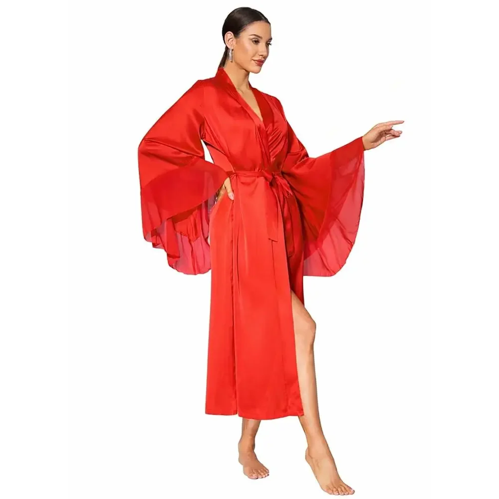 Bridal Satin Robe, White Long Sleeve Sleepwear – Women's Lightweight Sleepwear for Wedding, Spa & Home
Bridal Satin Robe, White Long Sleeve Sleepwear – Women's Lightweight Sleepwear for Wedding, Spa & Home