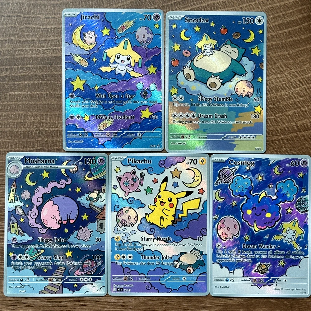 Pokemon PTCG Cards Jirachi Snorlax Cosmog Musharna Starry Dreamscape Roaming Style Collection Cards 5Pcs Pokemoncards Gift
Pokemon PTCG Cards Jirachi Snorlax Cosmog Musharna Starry Dreamscape Roaming Style Collection Cards 5Pcs Pokemoncards Gift