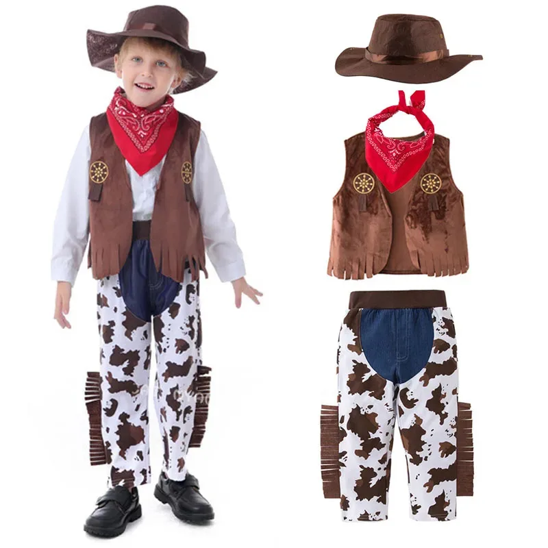 Fantasia Purim Halloween Costumes for Baby Toddler Kids Childer Boys 4 Piece set Cow Boy Cowboy Costume Party Fancy Dress
Fantasia Purim Halloween Costumes for Baby Toddler Kids Childer Boys 4 Piece set Cow Boy Cowboy Costume Party Fancy Dress