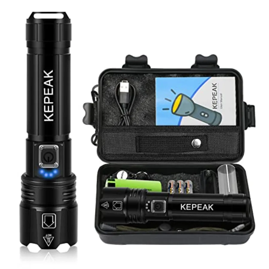 Flash Light, 5 Modes Rechargeable Flashlights, Super Bright LED Flash Lights, High Powered, Zoomable, Tactical Handheld Waterpr
Flash Light, 5 Modes Rechargeable Flashlights, Super Bright LED Flash Lights, High Powered, Zoomable, Tactical Handheld Waterpr