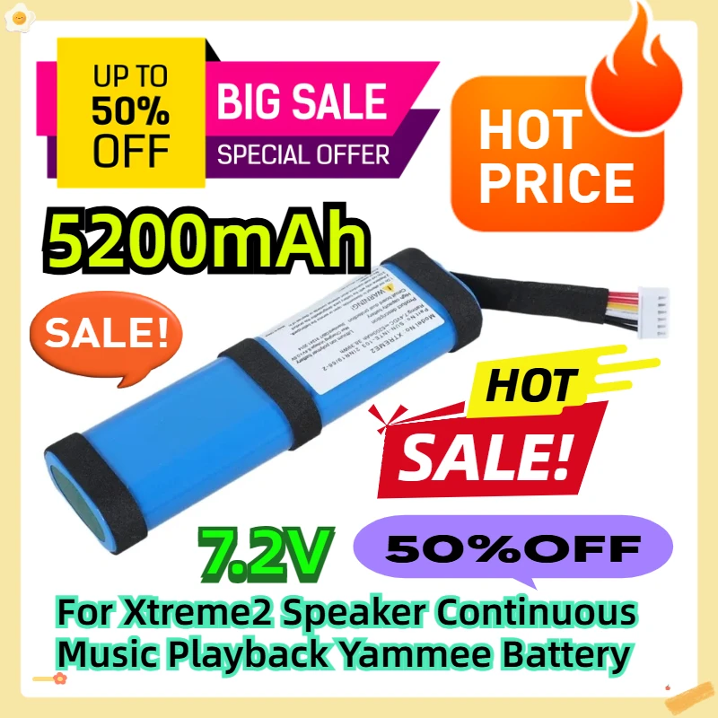 For Xtreme2 Speaker Continuous Music Playback Yammee 7.2V 5200mAh Battery 
For Xtreme2 Speaker Continuous Music Playback Yammee 7.2V 5200mAh Battery
