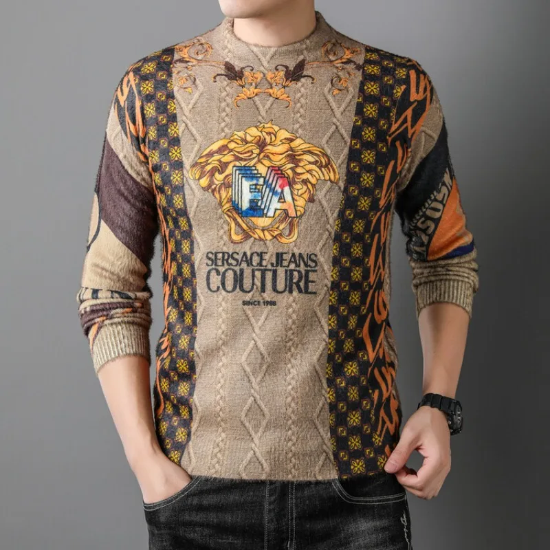 Autumn and Winter Men's Warm Sweater Multi Color Printed Half High Neck Slim Fit Pullover Men's Multi Style Casual Knitwear
Autumn and Winter Men's Warm Sweater Multi Color Printed Half High Neck Slim Fit Pullover Men's Multi Style Casual Knitwear