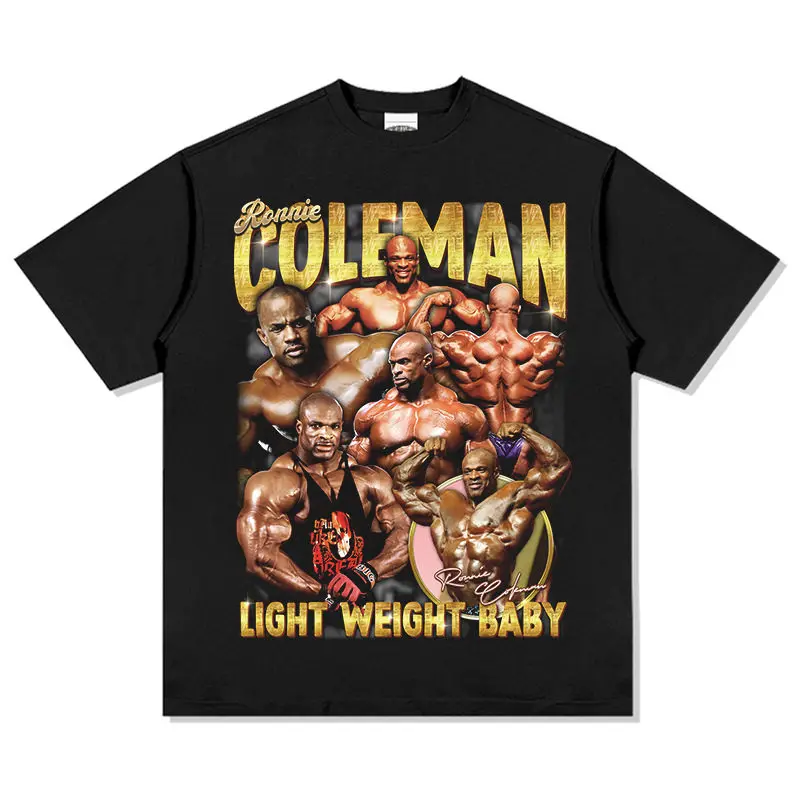 Футболка для бодибилдинга Ronnie Coleman The King, мужская винтажная футболка с рисунком «Light Weight Baby», большой топ для фитнеса и спортзала
Футболка для бодибилдинга Ronnie Coleman The King, мужская винтажная футболка с рисунком «Light Weight Baby», большой топ для фитнеса и спортзала