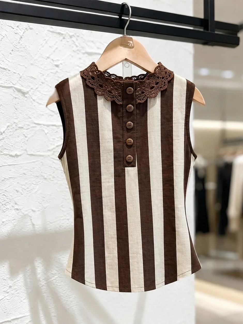Summer Slimming Casual Stripe Color Block Sleeveless Vest Korean Style Commute Straight Cut Base Shirt Skin-friendly
Summer Slimming Casual Stripe Color Block Sleeveless Vest Korean Style Commute Straight Cut Base Shirt Skin-friendly
