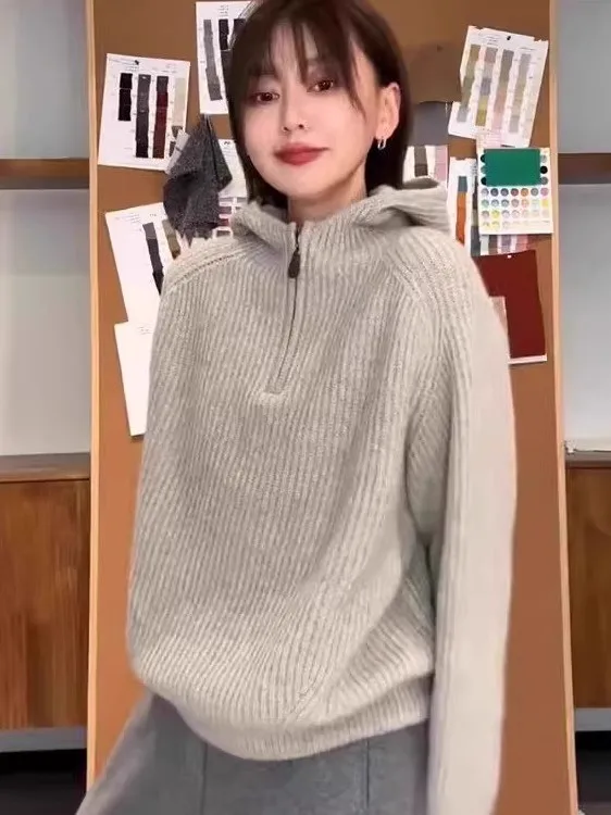 Laid-ba Sle, осенне-зимняя толстовка с капюшоном на молнии, женская вязаная свободная верхняя одежда, теплая функциональная длинная све
Laid-ba Sle, осенне-зимняя толстовка с капюшоном на молнии, женская вязаная свободная верхняя одежда, теплая функциональная длинная све