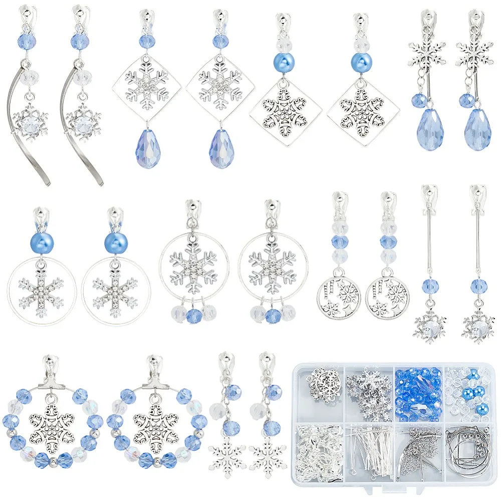 DIY Snowflake Earring Making Kits including Alloy Pendants 304 Stainless Steel Pendants Earring Hoops
DIY Snowflake Earring Making Kits including Alloy Pendants 304 Stainless Steel Pendants Earring Hoops