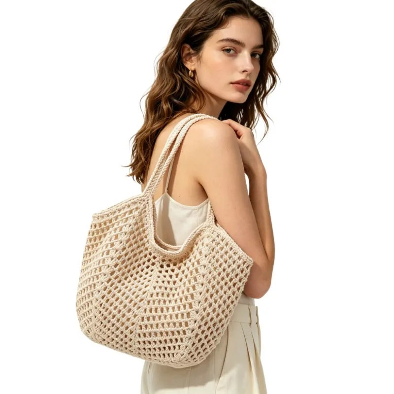 Fashion Women's Hollow Woven Shoulder Bags Large Capacity Knitting Underarm Bag Solid Crochet Tote Handbag Summer Mesh Beach Bag
Fashion Women's Hollow Woven Shoulder Bags Large Capacity Knitting Underarm Bag Solid Crochet Tote Handbag Summer Mesh Beach Bag