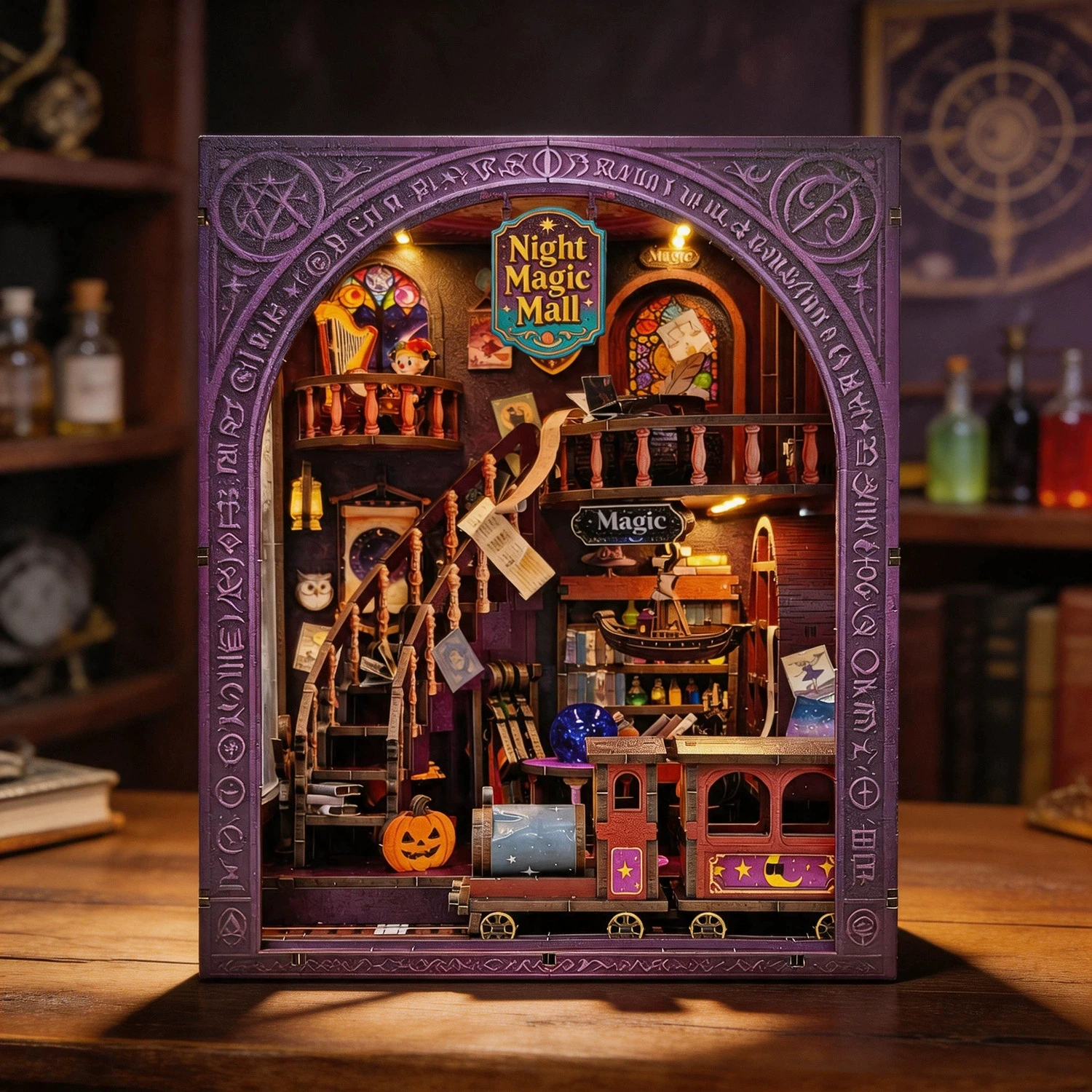 DIY Book Nook Wooden Miniature Model Kits Night Magic Mall Bookend 3D Puzzle with Light Bookshelf for Friends Birthday Gifts
DIY Book Nook Wooden Miniature Model Kits Night Magic Mall Bookend 3D Puzzle with Light Bookshelf for Friends Birthday Gifts