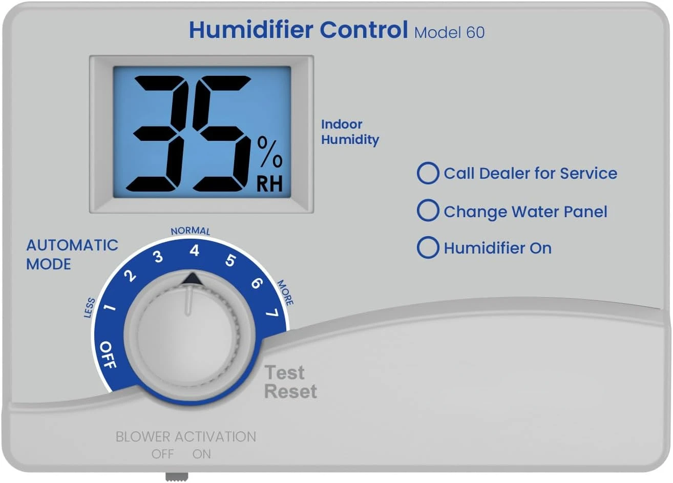 60 Automatic Digital Whole-House Humidifier Control Humidistat with Outdoor Temperature Sensor for Whole-House Humidifiers, Low
60 Automatic Digital Whole-House Humidifier Control Humidistat with Outdoor Temperature Sensor for Whole-House Humidifiers, Low
