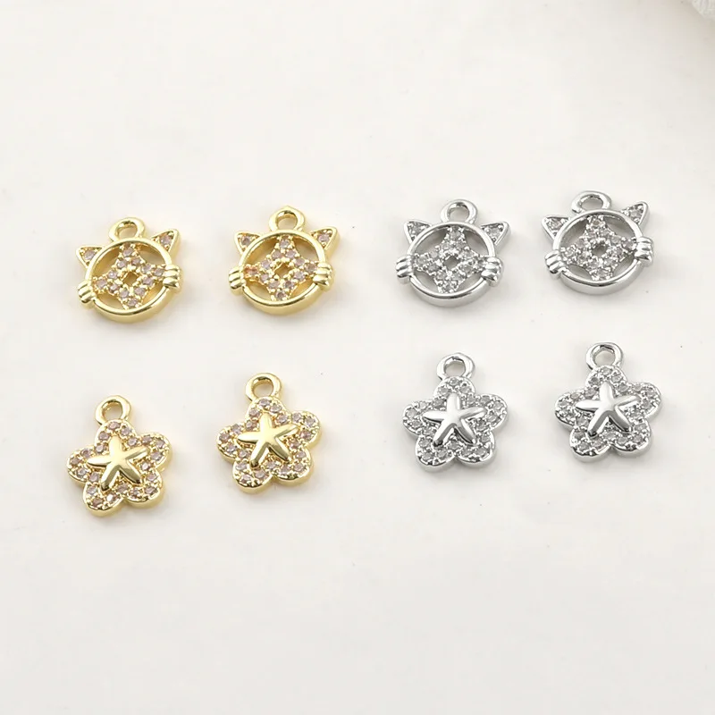 Медные позолоченные подвески в виде маленьких цветов и кошачьих голов из циркония для браслетов, ожерелий, серег, аксессуары для рукоделия
Медные позолоченные подвески в виде маленьких цветов и кошачьих голов из циркония для браслетов, ожерелий, серег, аксессуары для рукоделия