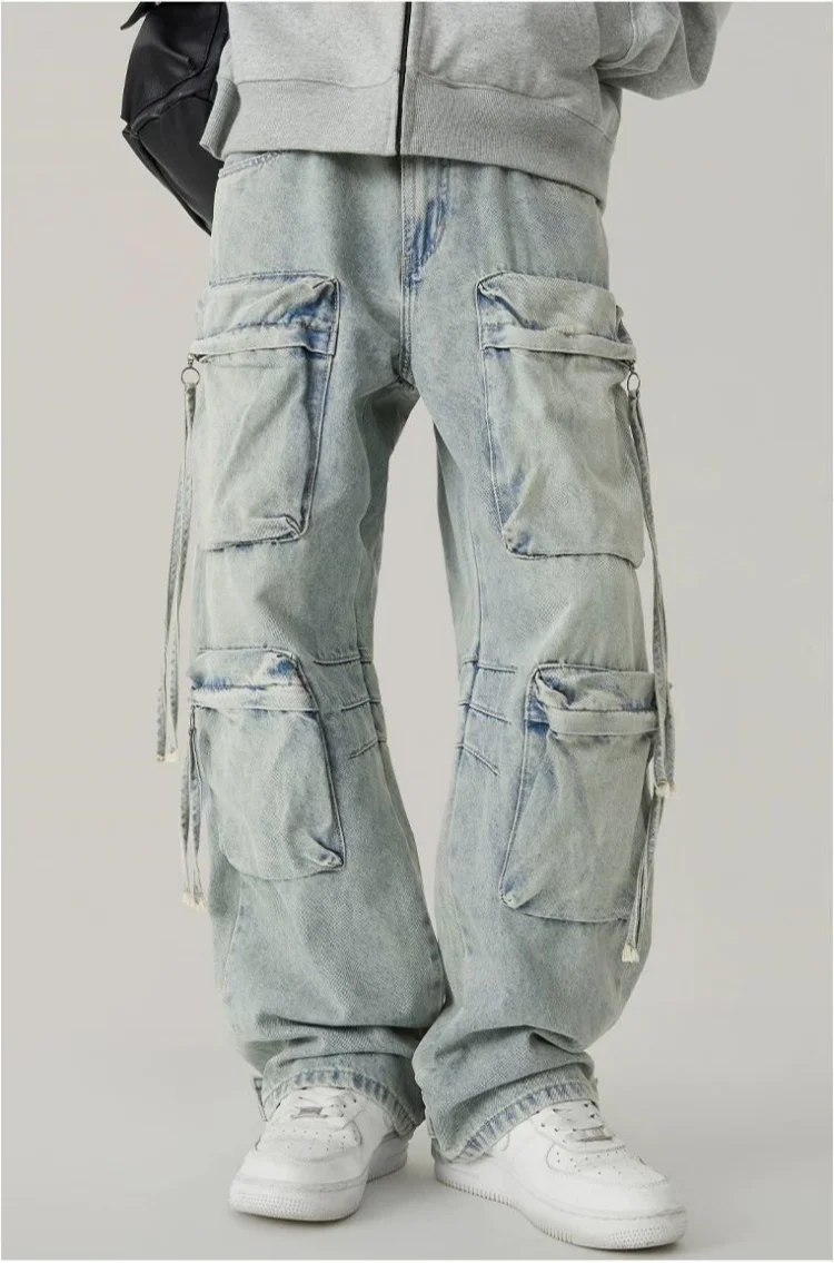 2026 American Retro Y2K Style Washed Blue Baggy Cargo Jeans Pants Men Clothing Multi Pockets Distressed Straight Denim Trousers
2026 American Retro Y2K Style Washed Blue Baggy Cargo Jeans Pants Men Clothing Multi Pockets Distressed Straight Denim Trousers