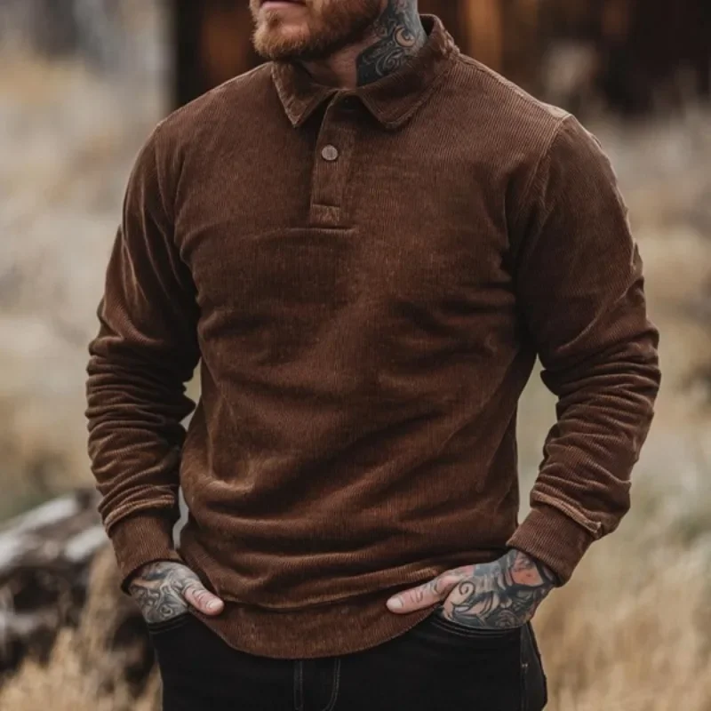 Autumn and Winter Men's Retro Solid Color Corduroy Long Sleeves Men's Polo Collar Business Casual Hoodie Simple Style Jacket
Autumn and Winter Men's Retro Solid Color Corduroy Long Sleeves Men's Polo Collar Business Casual Hoodie Simple Style Jacket