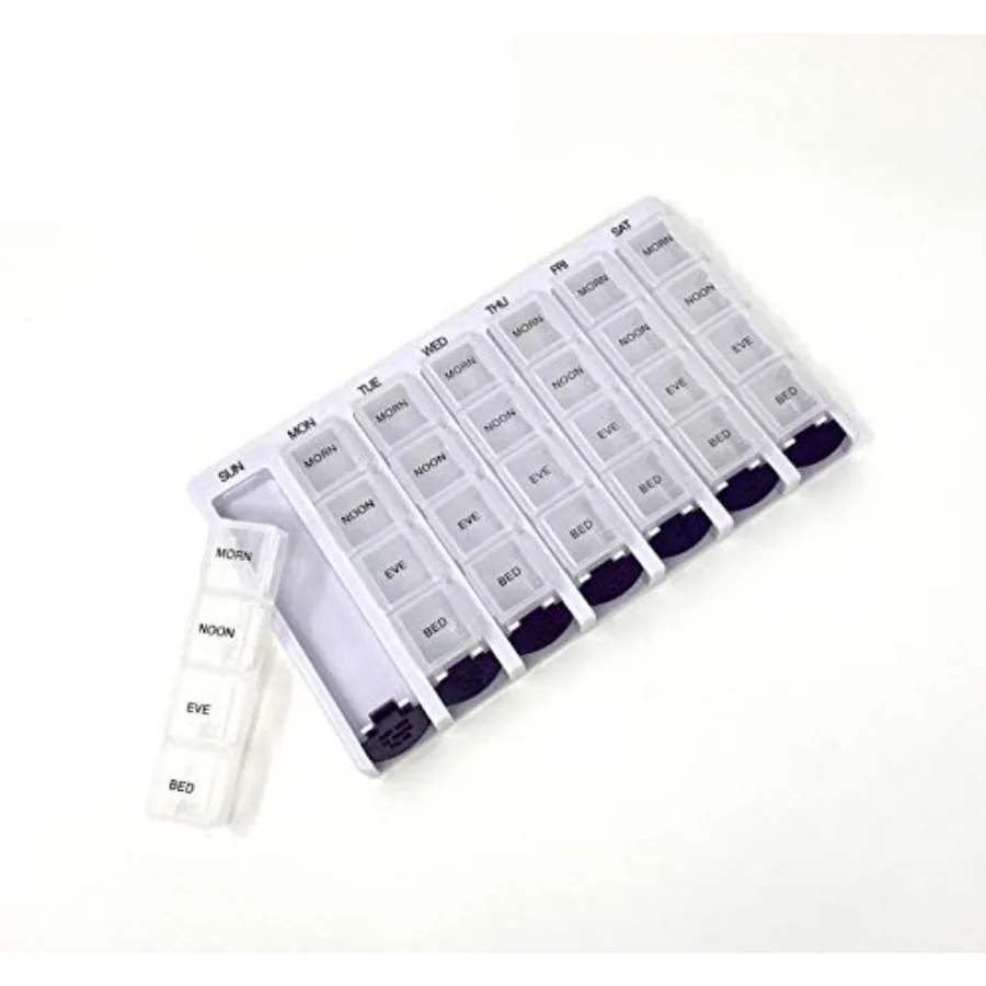 Weekly AM/PM Pill Portable Travel Prescrt and Medicat Pill Organizer by 7-Day/ 4-Times-A-Day wit Re Compartments and Moisture-P
Weekly AM/PM Pill Portable Travel Prescrt and Medicat Pill Organizer by 7-Day/ 4-Times-A-Day wit Re Compartments and Moisture-P