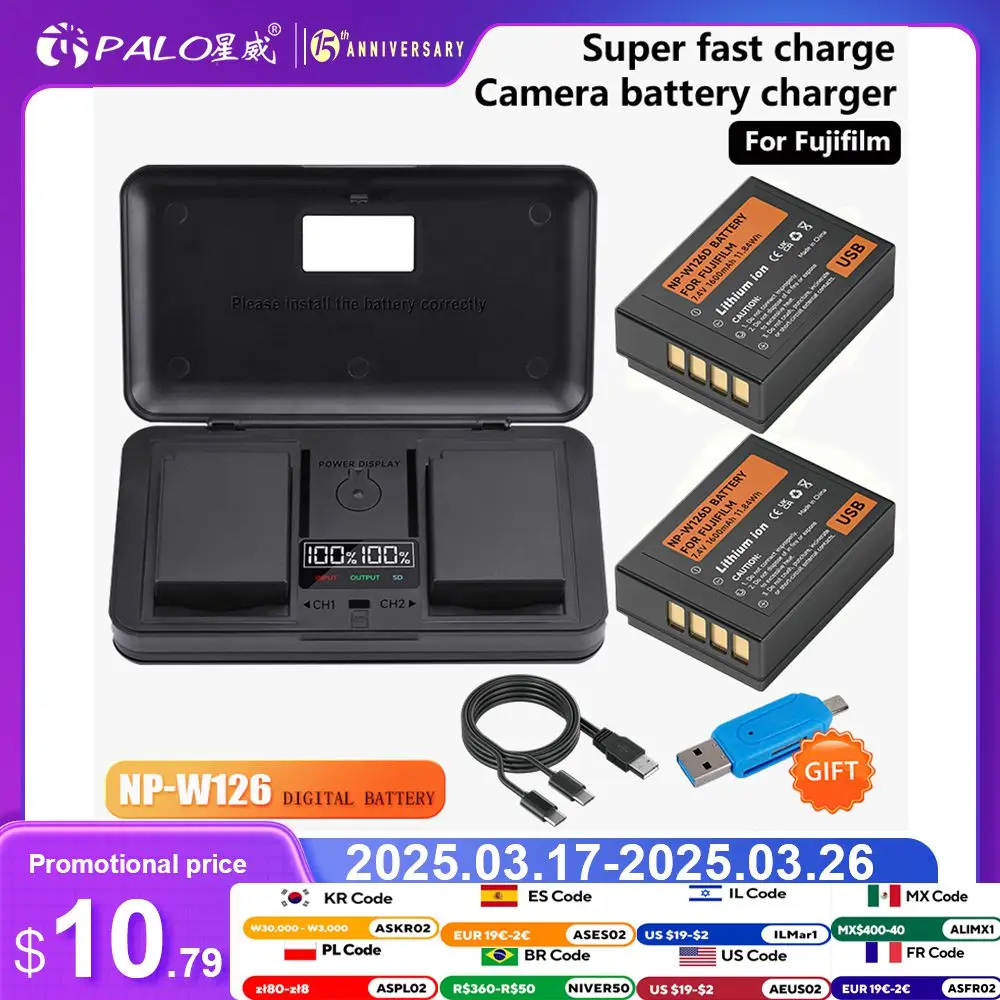 NP-W126S NP-W126 NP W126 Type C Battery With Storage Case Charger for Fujifilm Fuji X-T20 X-E2 XPro1 Pro2 X-A1 X-T1 X-T2 HS30EXR
NP-W126S NP-W126 NP W126 Type C Battery With Storage Case Charger for Fujifilm Fuji X-T20 X-E2 XPro1 Pro2 X-A1 X-T1 X-T2 HS30EXR