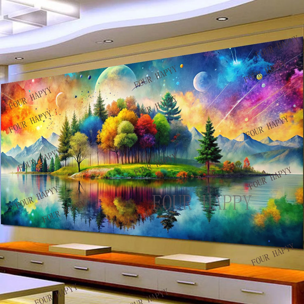 5D DIY Large Diamond Painting Cross Colorful Abstract Trees Lake Landscape Wall Art, Full Round Drill, Embroidery Home Decor
5D DIY Large Diamond Painting Cross Colorful Abstract Trees Lake Landscape Wall Art, Full Round Drill, Embroidery Home Decor