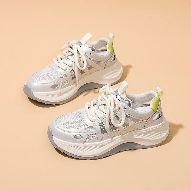 White Hidden Wedge Platform Sneakers For Women With Breathable Mesh And Leather Upper Lace Up Design Round Toe Non Slip Thick
White Hidden Wedge Platform Sneakers For Women With Breathable Mesh And Leather Upper Lace Up Design Round Toe Non Slip Thick