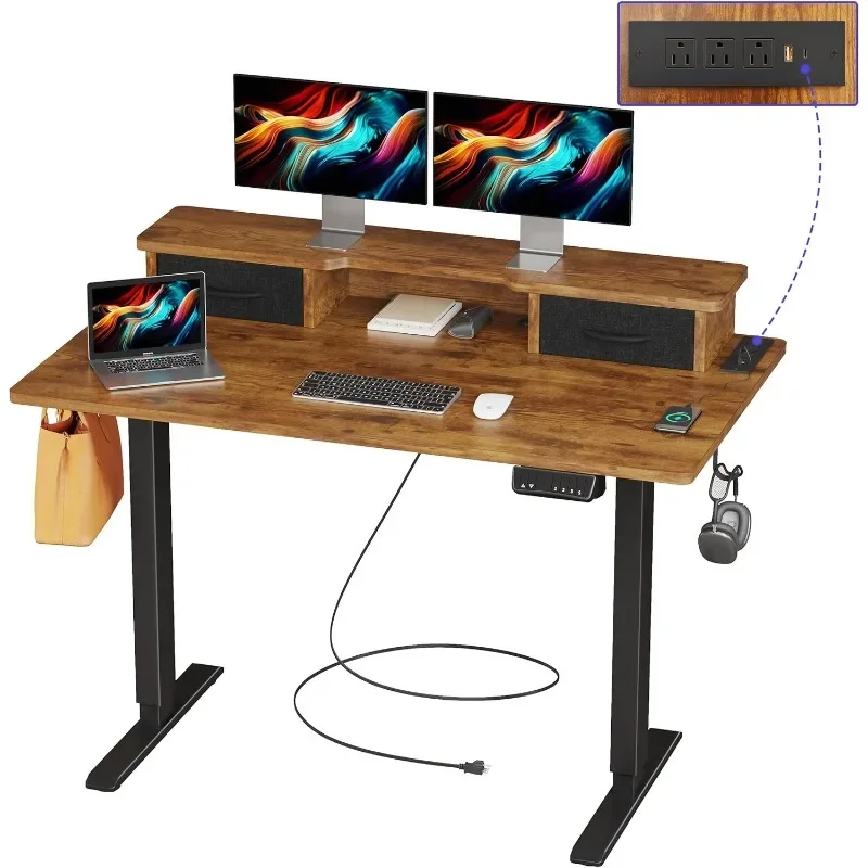 Электрический стоячий стол с регулируемой высотой, розетками USB и Type-C, подъемником для монитора и двойными ящиками,
Электрический стоячий стол с регулируемой высотой, розетками USB и Type-C, подъемником для монитора и двойными ящиками,