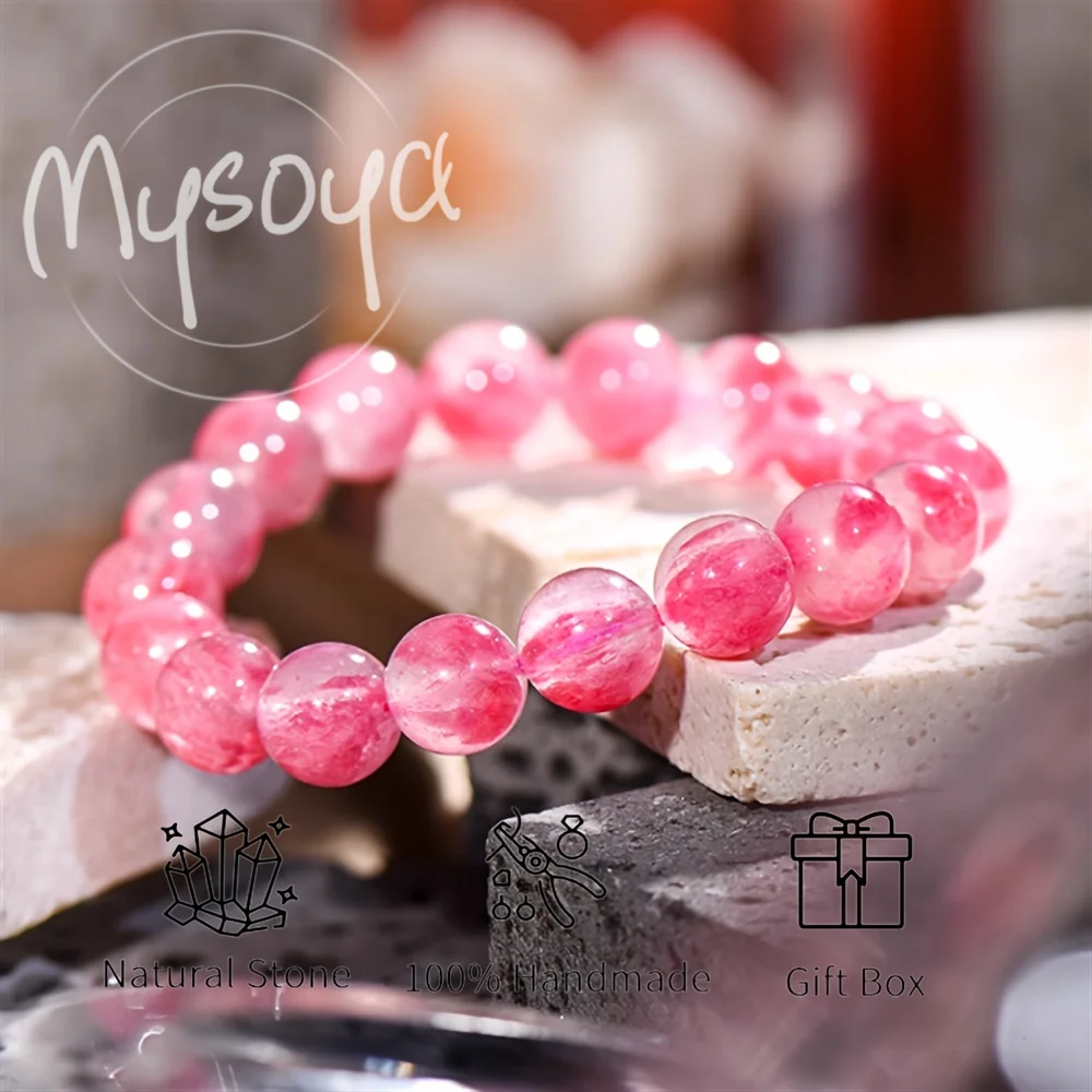 MYSOYA Premium Natural USA Old Mine Ice Cherry Rose Quartz Bead Bracelet With Gift Box, Birthday Gift, Valentine’s Day
MYSOYA Premium Natural USA Old Mine Ice Cherry Rose Quartz Bead Bracelet With Gift Box, Birthday Gift, Valentine’s Day