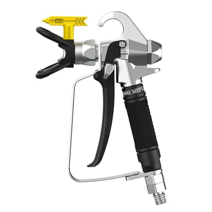 Airless Paint Spray Gun High Pressure 3600 PSI with 515 Reversible Nozzle Tip for Exterior Paint/Primer with Swivel Joint for A
Airless Paint Spray Gun High Pressure 3600 PSI with 515 Reversible Nozzle Tip for Exterior Paint/Primer with Swivel Joint for A