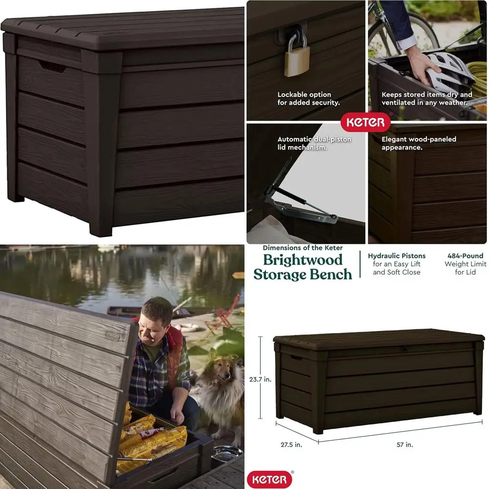 120 Gallon Outdoor Storage Bench, Weather-Resistant Resin Deck Box, Brown
120 Gallon Outdoor Storage Bench, Weather-Resistant Resin Deck Box, Brown