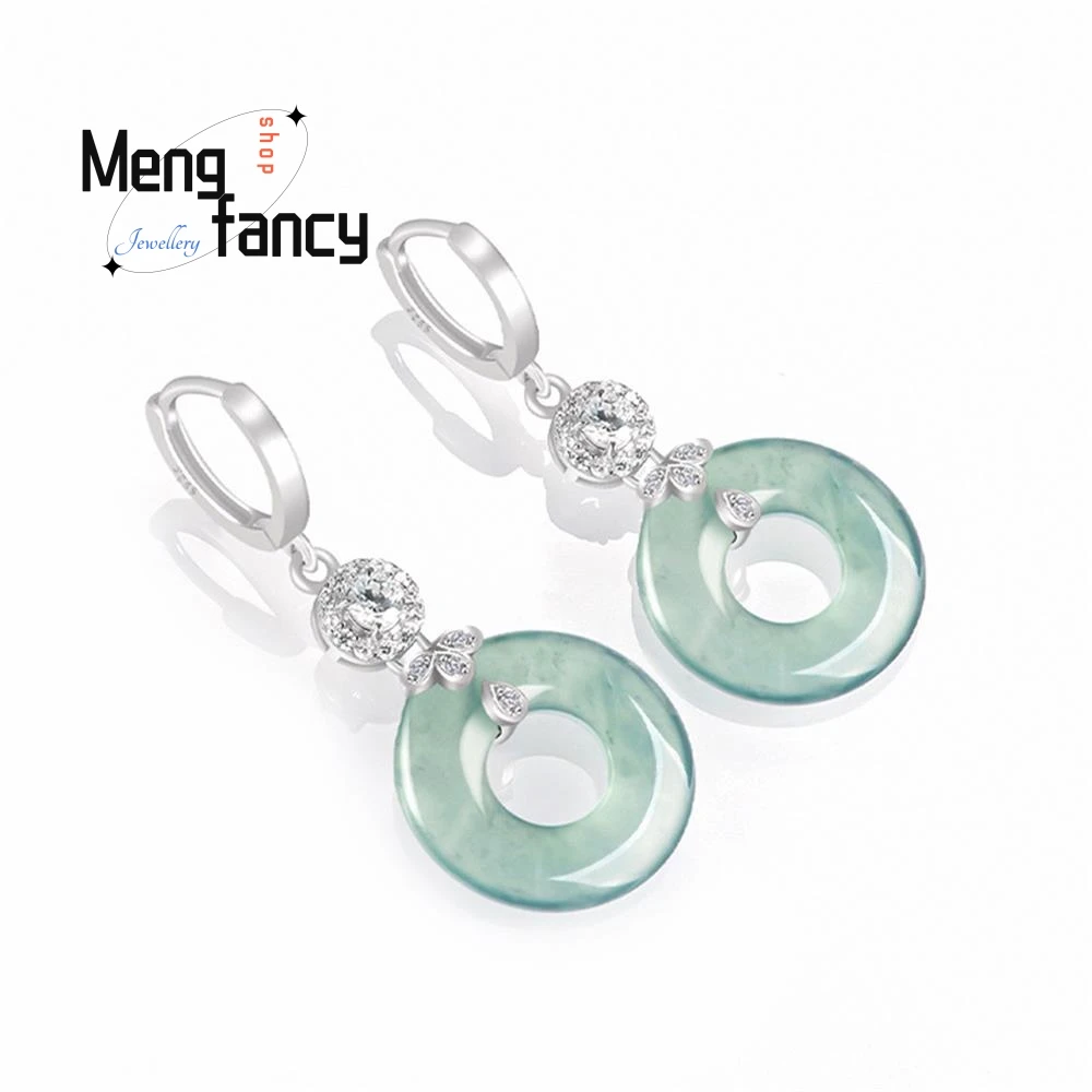 Natural A Goods Jadeite Blue Water Ring Earrings Icy Jade S925 Silver Inlaid High-grade Luxury Fashion Fine Jewelry Holiday Gift
Natural A Goods Jadeite Blue Water Ring Earrings Icy Jade S925 Silver Inlaid High-grade Luxury Fashion Fine Jewelry Holiday Gift