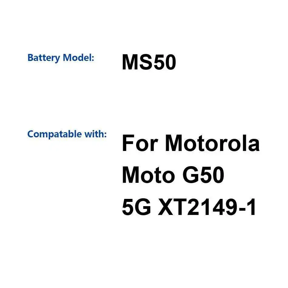 Высокопроизводительный аккумулятор MS50 для Motorola Moto G50 5G XT2149-1, аккумулятор для мобильного телефона 5000 мАч, высокая емкость
Высокопроизводительный аккумулятор MS50 для Motorola Moto G50 5G XT2149-1, аккумулятор для мобильного телефона 5000 мАч, высокая емкость