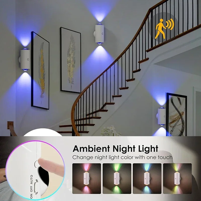 LED Wall Lights Motion Sensor Wall Lamp RGB Warmlight Home Decoration Light Up and Down Night Light Rechargeable for Stair Porch
LED Wall Lights Motion Sensor Wall Lamp RGB Warmlight Home Decoration Light Up and Down Night Light Rechargeable for Stair Porch