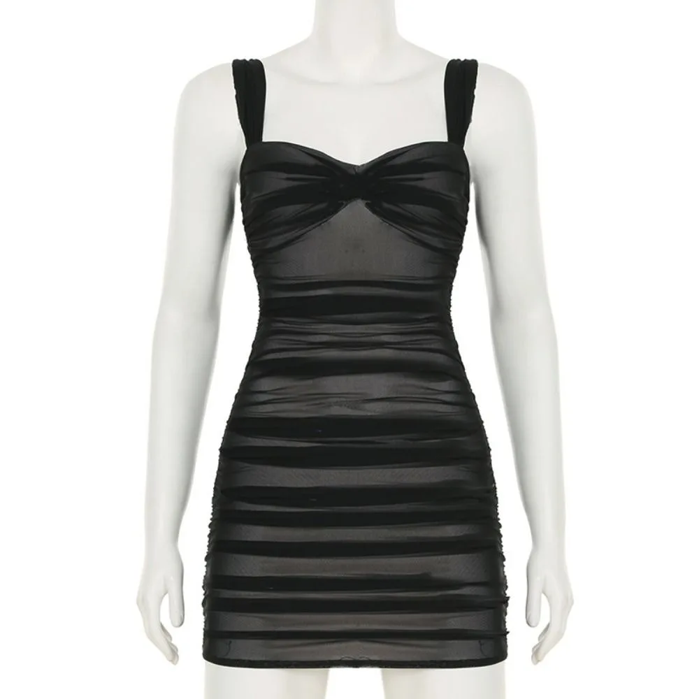 Elegant Black Mesh Dress Broad Shoulder Strap Solid Color Hip Wrap Dress Ruffle Mesh Female Dress Tight Short Dress Women
Elegant Black Mesh Dress Broad Shoulder Strap Solid Color Hip Wrap Dress Ruffle Mesh Female Dress Tight Short Dress Women