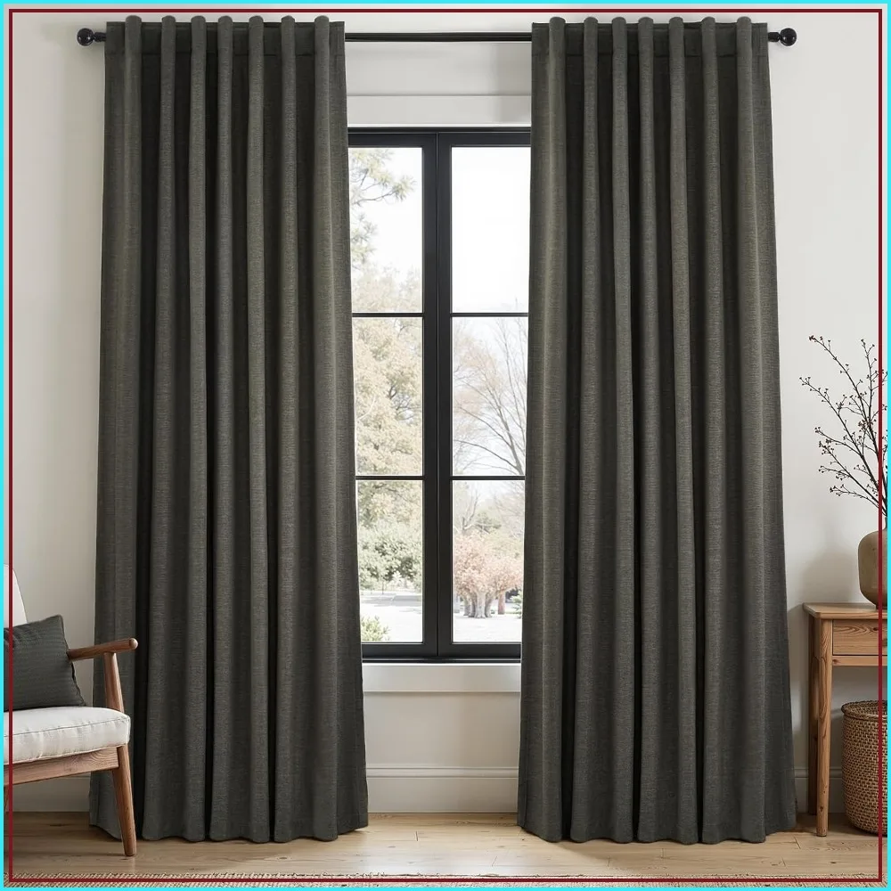 100% Blackout Linen Curtains 84" Long, Charcoal Gray, Thermal Insulating, Back Tab, 2 Panels
100% Blackout Linen Curtains 84" Long, Charcoal Gray, Thermal Insulating, Back Tab, 2 Panels