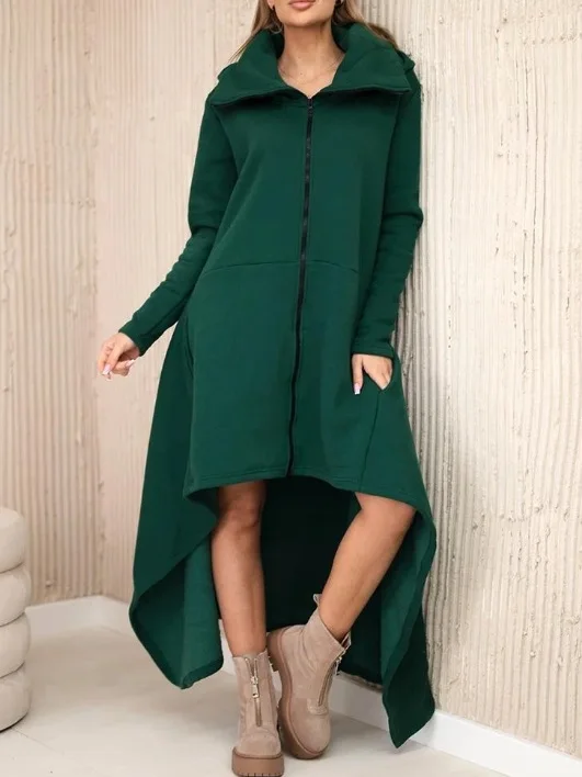 Casual Hooded Dress Loose Zipper Pocket Long Sleeved Asymmetrical Patchwork Midi Dress Autumn New Commuter Women's Clothing
Casual Hooded Dress Loose Zipper Pocket Long Sleeved Asymmetrical Patchwork Midi Dress Autumn New Commuter Women's Clothing