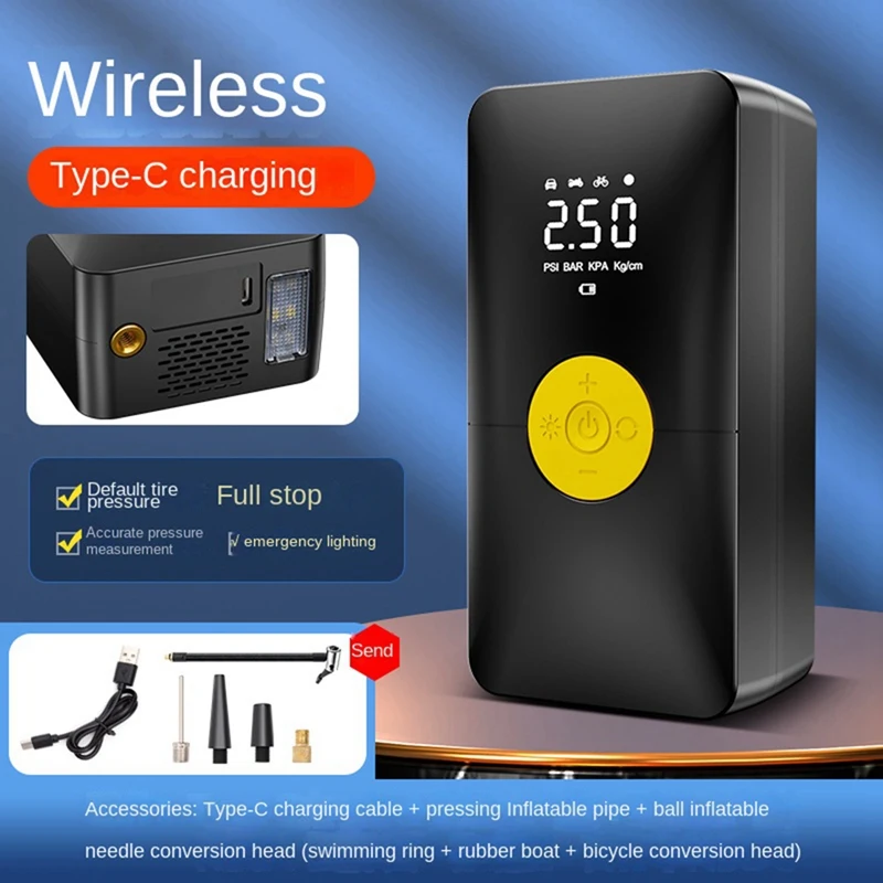 Rechargeable Air Pump Tire Inflator Type-C Portable Compressor Digital Cordless Car Tire Inflator Fit For Bike Ball Inflato
Rechargeable Air Pump Tire Inflator Type-C Portable Compressor Digital Cordless Car Tire Inflator Fit For Bike Ball Inflato