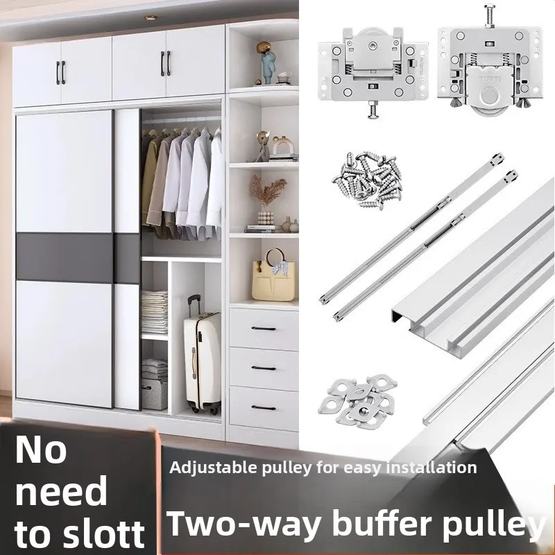 Sliding Door Track Up and Down Surface Mounted Slotted-free Guide Rail Metal Wardrobe Sliding Door Two-way Buffer Damping Pulley
Sliding Door Track Up and Down Surface Mounted Slotted-free Guide Rail Metal Wardrobe Sliding Door Two-way Buffer Damping Pulley