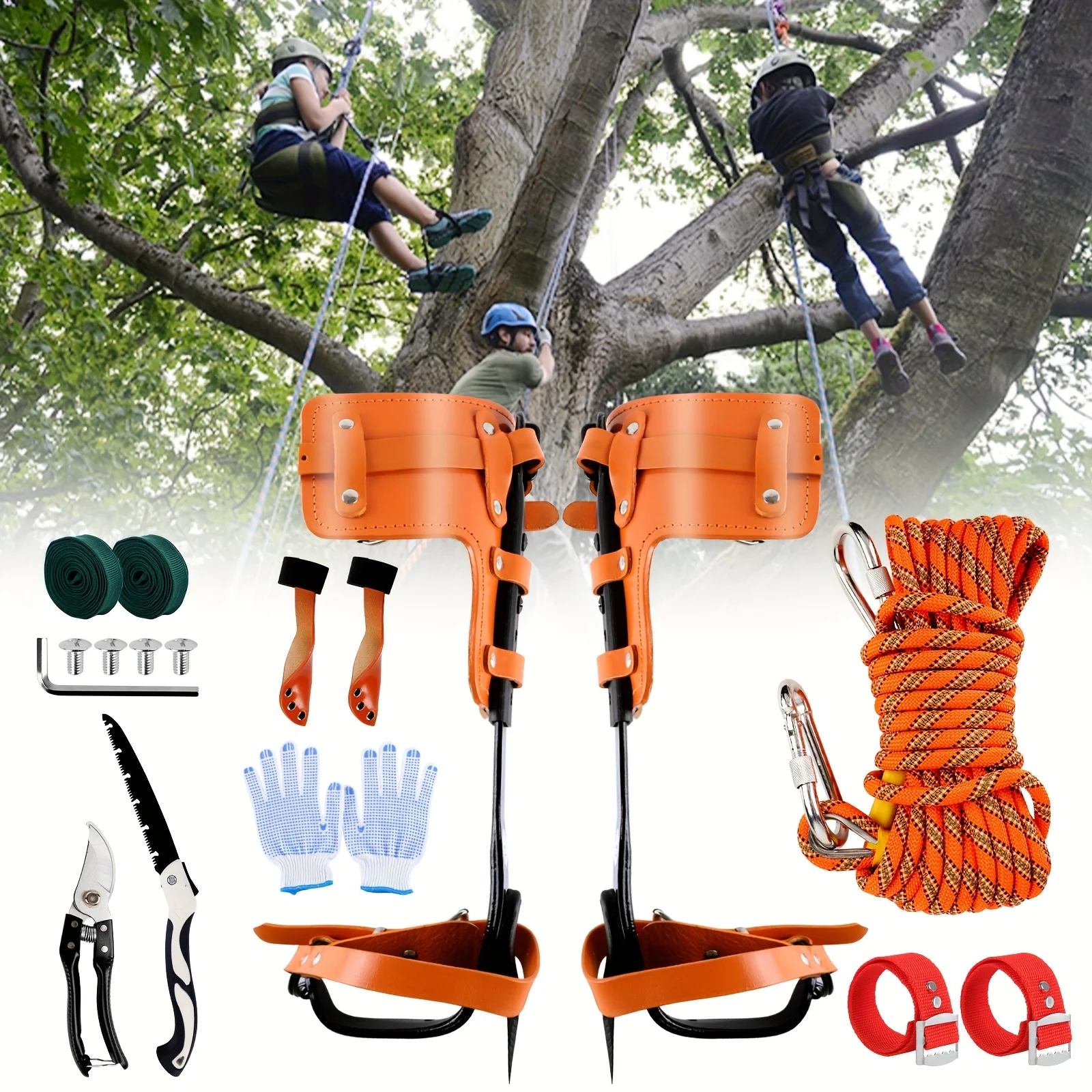 Professional Tree Climbing Nail Set With 304 Stainless Steel Foot Ties Adjustable Cowhide Strapsfor Fruit Tree Picking Climbing
Professional Tree Climbing Nail Set With 304 Stainless Steel Foot Ties Adjustable Cowhide Strapsfor Fruit Tree Picking Climbing