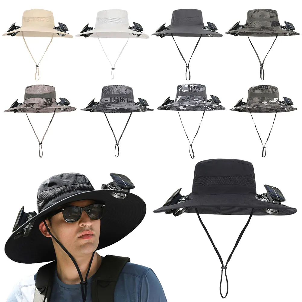 Solar Fan Sun Hat with 2 Solar Fan Wide Brim Bucket Hat Summer Cap for Men Outdoor Camping Fishing Hiking
Solar Fan Sun Hat with 2 Solar Fan Wide Brim Bucket Hat Summer Cap for Men Outdoor Camping Fishing Hiking